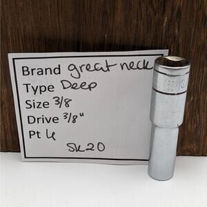 Great Neck Deep Socket 3/8" & 3/8" Drive 6 Point SK20